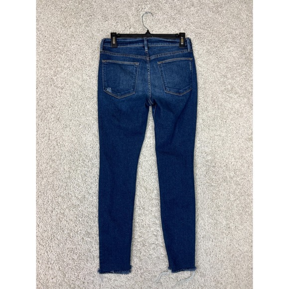 Frame Jeans Women 26 Blue Denim Le High Skinny Slim Stretch Distressed Frayed - Picture 4 of 9